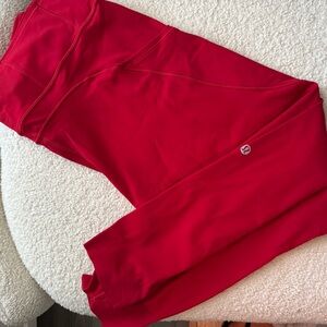 Red Lululemon Leggings With pockets